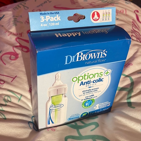 Dr Brown’s Natural Flow Anti-Colic Set of 3 Baby Bottles 4oz Brand New Box Green - Picture 3 of 16